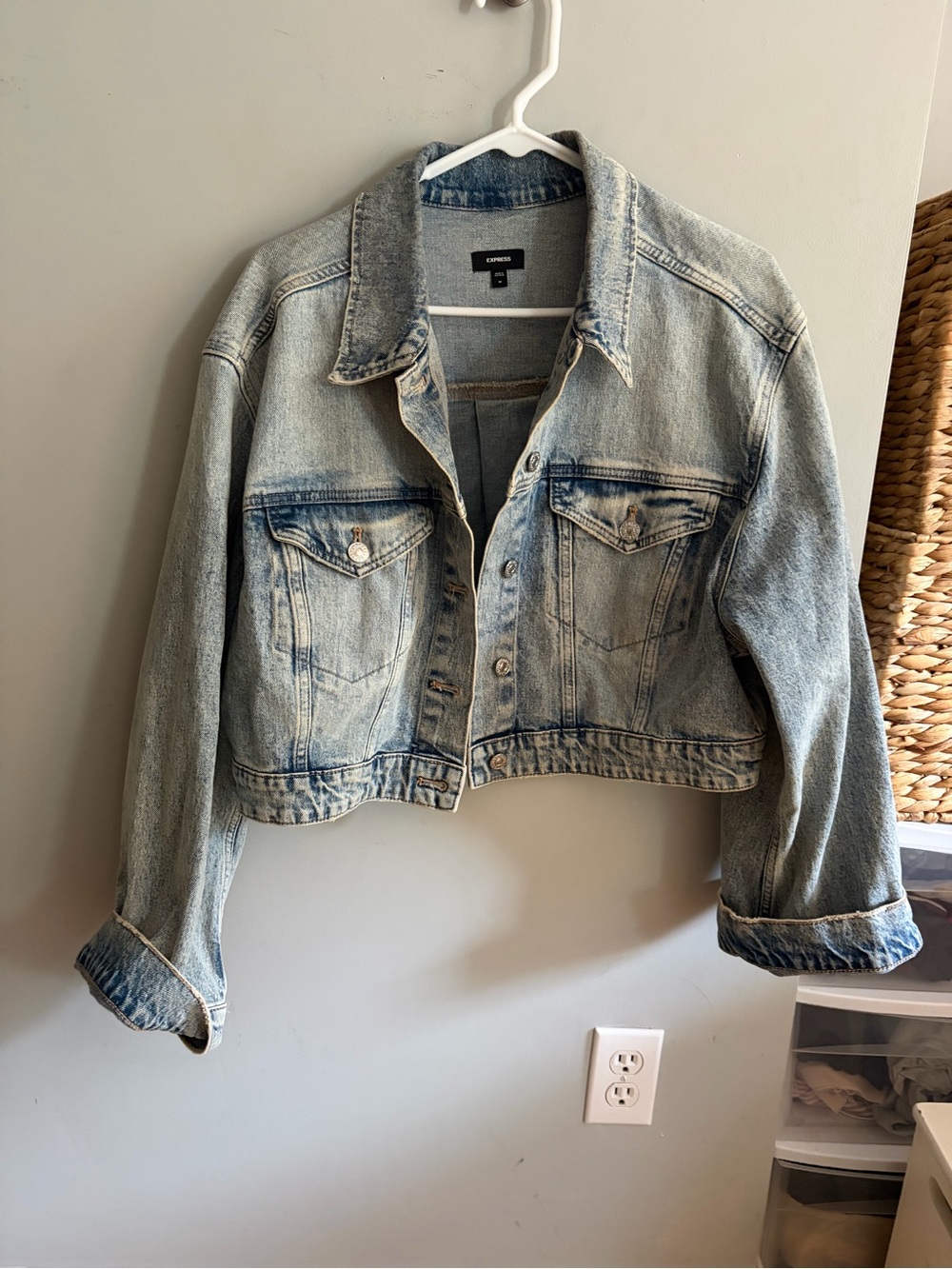 Express Cropped Blue Denim Jacket